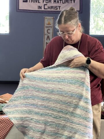 Point to Point Knit Baby Blanket